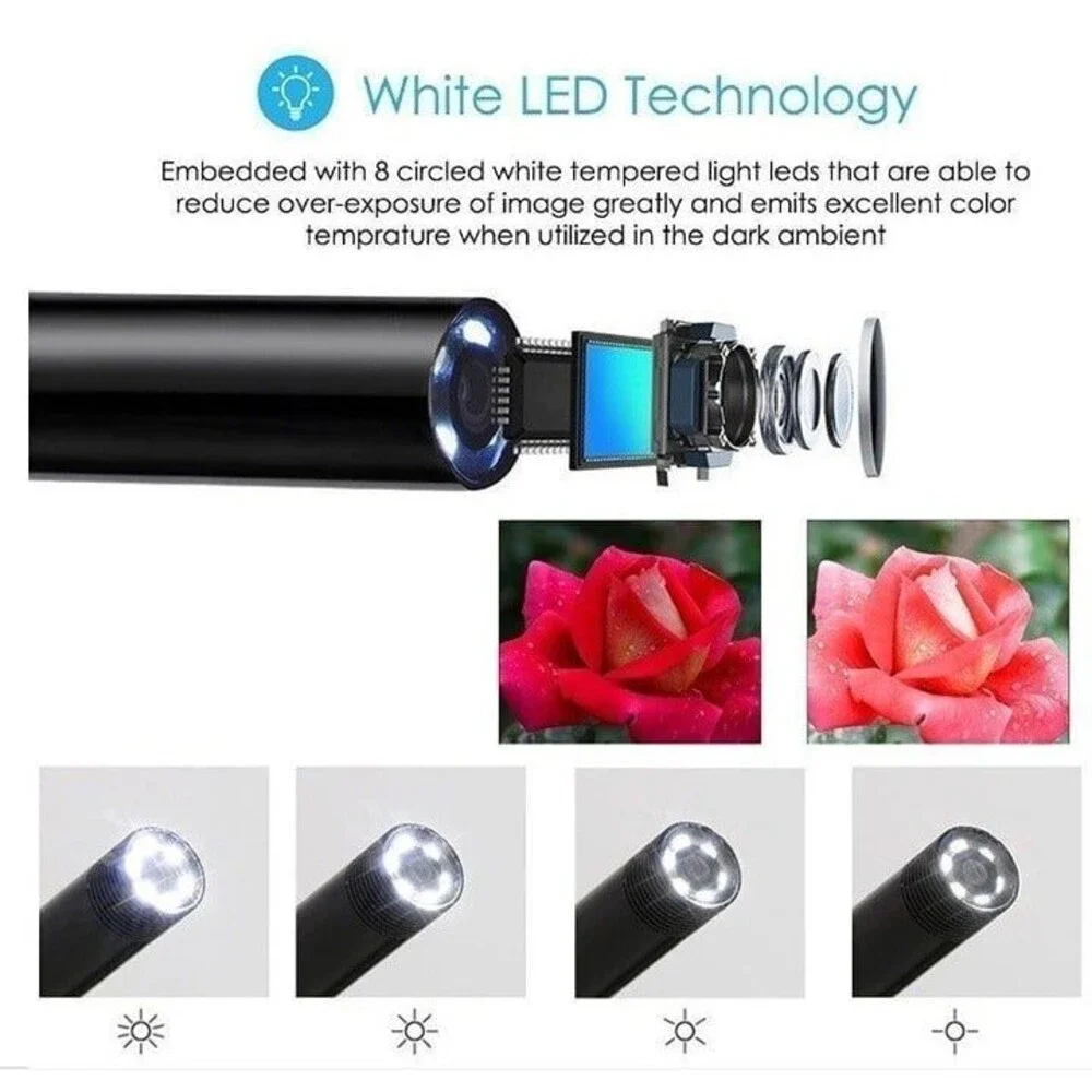 Wireless Endoscope Camera, WiFi Inspection Camera 1200P HD Pipe Camera - NIB
